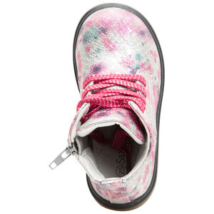 Botines subidos con textura, estampado all over, cordones y cremallera  