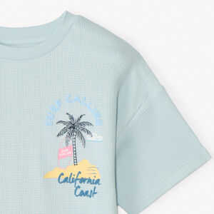 Camiseta de manga corta de piqué con estampado divertido para niño 