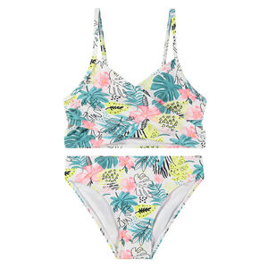 Maillot de bain 2 pièces en jersey imprimé tropical pour fille 