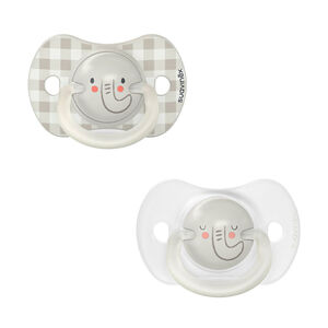 Lot de 2 sucettes silicone SX Pro Night & Day 0-6M éléphant 