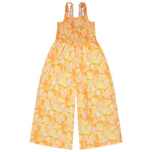 Mono largo con smock estampado floral para niña  Main Mono largo con smock estampado floral para niña