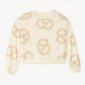 Sudadera de felpa oversize con estampado de pretzels para niña 