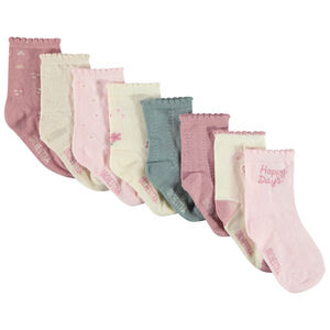 Pack de 8 pares de calcetines festoneados para niña. 