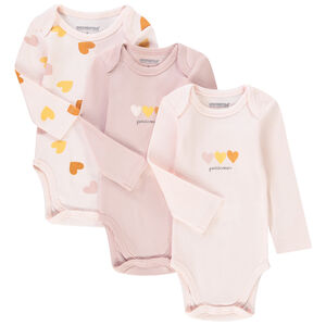 Lot de 3 bodies manches longues en coton imprimé pour bébé fille Main Lot de 3 bodies manches longues en coton imprimé pour bébé fille