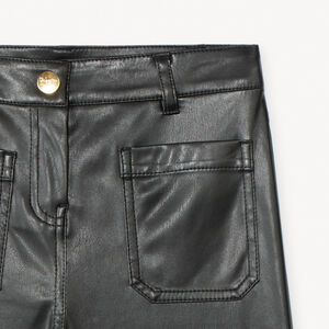 Pantalón liso negro de polipiel para niña 