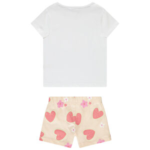 Conjunto de 2 piezas con short estampado de corazones niña 