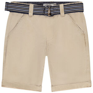 Bermudas unicolor con cinturón de fantasía para niño 