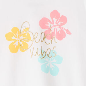 Camiseta sin mangas con efecto anudado y estampado brillante para niña 