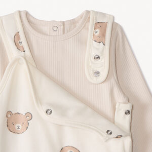 Conjunto 2 piezas pelele estampado osito para bebé 