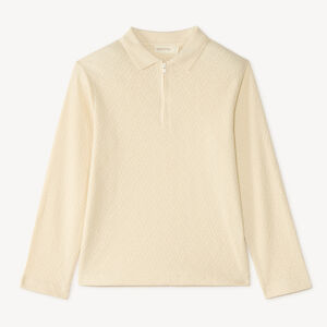 Polo manches longues garçon en maille pointelle 