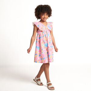 Vestido de tirantes con volantes y estampado floral para niña  Main Vestido de tirantes con volantes y estampado floral para niña