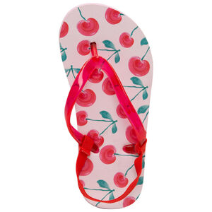 Chanclas con cerezas estampadas y tira transparentes 