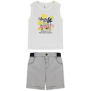 Conjunto corto de 2 piezas a micro cuadros para bebé niño 