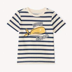 Camiseta de manga corta a rayas con estampado de ballena para bebé niño. 