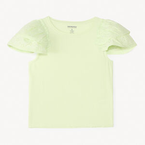 Camiseta de manga corta de bordado inglés para niña 