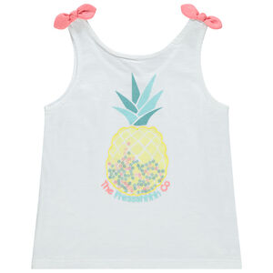 Camiseta tirantes con lazos a contraste print piña 