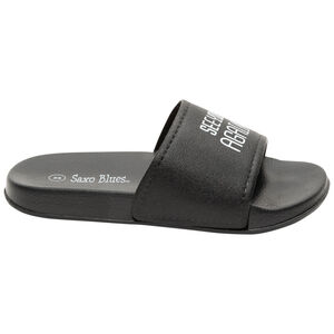 Mules con tira negra y texto estampado para niño 