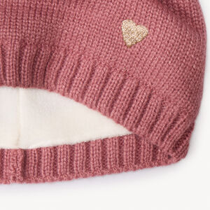 Gorro con pompones fantasía y corazón bordado para bebé niña 