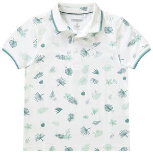 Polo de manga corta con estampado de hojas para niño 
