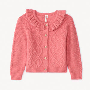 Gilet en tricot torsadé et collerette pour bébé fille  Main Gilet en tricot torsadé et collerette pour bébé fille