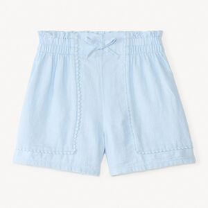 Short de tela con galón de pompones para niña 