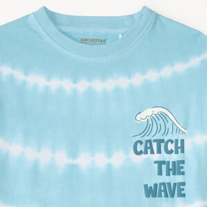 Camiseta de manga corta con estampado tie dye de surf para niño 