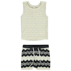 Conjunto de crochet camiseta sin mangas + short con estampado fantasía para bebé niña  Main Conjunto de crochet camiseta sin mangas + short con estampado fantasía para bebé niña