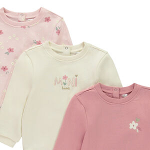 Lote de 3 sudaderas de felpa con estampado para bebé niña  Main Lote de 3 sudaderas de felpa con estampado para bebé niña