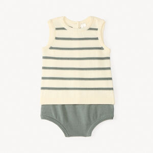 Conjunto de 2 piezas de tirantes + bloomer de punto para bebé niño 