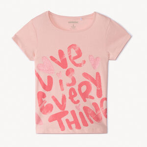 Camiseta de manga corta con estampado brillante para niña 