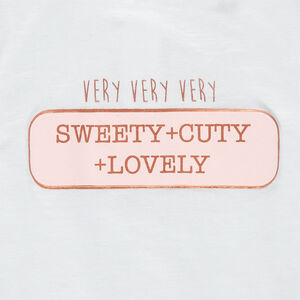 Camiseta manga corta con volantes de algodon orgánico print mensaje 