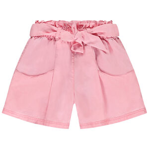 Short de tiro alto en Twill con cinturón para atar para niña  Main Short de tiro alto en Twill con cinturón para atar para niña