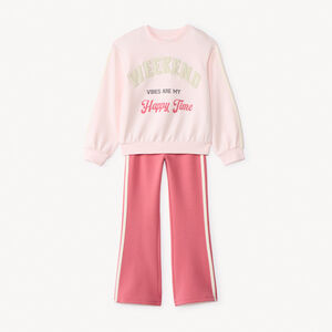 Ensemble jogging en scuba avec patchs bouclettes pour fille  Main Ensemble jogging en scuba avec patchs bouclettes pour fille