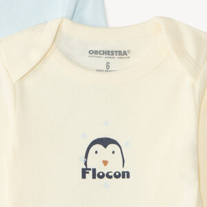 Lot de 7 bodies bébé garçon manches longues motifs pingouins 