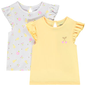 Pack de 2 camisetas de manga corta con volantes de jersey para bebé niña 