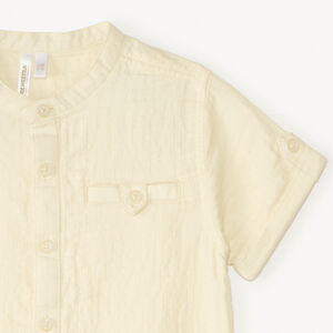 Camisa de manga corta con cuello mao de gasa para bebé niño 