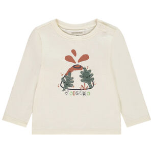 Camiseta de manga larga con estampado volcán y bordado para bebé niño 