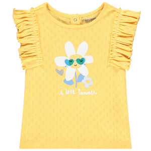 Camiseta de manga corta de punto calado para bebé niña 