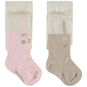 Pack de 2 leotardos gruesos con estampado de conejito para bebé niña 