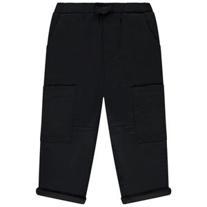 Pantalón de tela liso con forro y bolsillos para bebé niño 