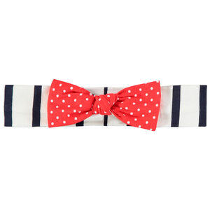 Bandeau rayé à nœud imprimé pois pour bébé fille 