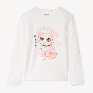 T-shirt manches longues print animé Manga pour fille   Main T-shirt manches longues print animé Manga pour fille