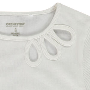 Camiseta de manga corta de punto acanalado y calado para niña  Main Camiseta de manga corta de punto acanalado y calado para niña