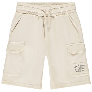 Bermuda de felpa lisa con bolsillos estilo cargo para niño  Main Bermuda de felpa lisa con bolsillos estilo cargo para niño