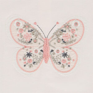 Camiseta manga corta bordado mariposa para bebé niña 