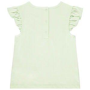 Camiseta de manga corta con volantes y parches para niña 