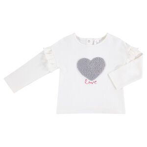 Camiseta de punto de manga larga con corazón de rizo 