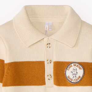 Suéter de bebé niño con cuello de polo y rayas anchas 