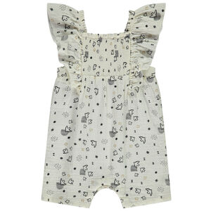 Combinaison larga estampada fantasía pájaros all-over para bebé niña 