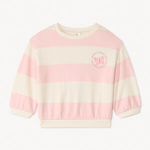 Sudadera de felpa de rayas oversize y bordada para niña. 